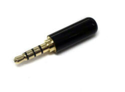 Thunder Germany JCK-403B 3, 5 mm 4 pólusú Jack dugó, fekete ház (4P aranyozott) - mkaudio