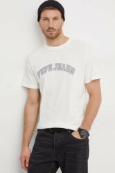 Pepe Jeans tricou din bumbac barbati, culoarea bej, cu imprimeu PPYH-TSM0J2_01X