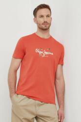 Pepe Jeans tricou din bumbac Count barbati, culoarea portocaliu, cu imprimeu PPYH-TSM0IT_32X