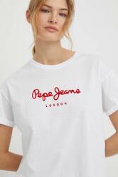Pepe Jeans tricou din bumbac femei, culoarea alb PPYH-TSD0JS_00X