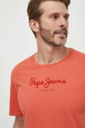 Pepe Jeans tricou din bumbac Eggo barbati, culoarea portocaliu, cu imprimeu PPYH-TSM0IO_32X