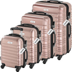 tectake 404990 bőrönd mila 4 drb. készlet kemény tok poggyászmérleggel - rózsaszín-arany