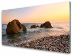 tulup. hu Akril üveg kép Coast Rocks tenger hullámai 120x60 cm 2 fogas