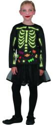 MaDe - Costum de carnaval - fetită schelet care străluceste în întuneric, 110 - 120 cm (8590756092401) Costum bal mascat copii