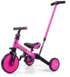 Milly Mally - Tricicletă pentru copii 4in1 Optimus Plus cu bară de ghidare pink (5901761128512)