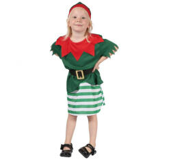 Junior - Costum pentru copii Micul Elf (bluză, fustă, centură, pălărie), mărimea: 92/104 cm (5901238635833)