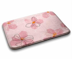 tulup. hu Fürdőszoba szőnyeg Rózsaszín virágok 90x60 cm Fehér és szürke