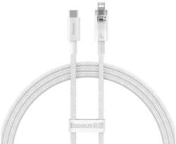 USB Type-C töltő- és adatkábel, Lightning, 100 cm, 2400 mA, 20W, gyorstöltés, cipőfűző minta, Baseus Explorer, CATS010202, fehér