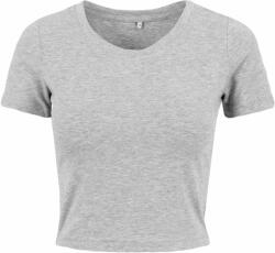 Build Your Brand Rövid ujjú női crop top póló - Szürke | XXXXL (BY042-1000356023)