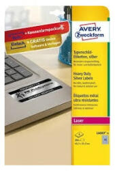 Avery Etikett címke, 45, 7 x21, 2mm, ipari poliészter, 48 címke/ív, 8 ív/doboz, Avery ezüst (L6009-8) - iroszer24