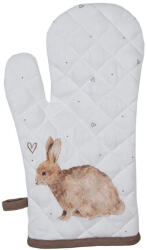 Clayre & Eef Set 2 manusi copii termice bumbac alb maro Iepuras 12x21 cm (BSLC44K)