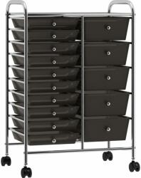 vidaXL Cărucior de depozitare mobil cu 15 sertare, negru, plastic (320407)