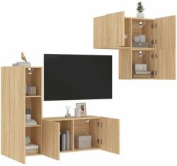 vidaXL 4 darab füstös tölgyszínű szerelt fa falra szerelhető TV-bútor (3216430) - pepita