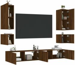 vidaXL 6 darab barna tölgyszínű falra szerelhető TV-szekrény LED-del (3216894) - pepita