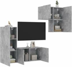 vidaXL 4 darab betonszürke szerelt fa fali TV-bútor (3216431) - pepita