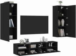 vidaXL 5 darab fekete szerelt fa falra szerelhető TV-bútor (3216540) - pepita