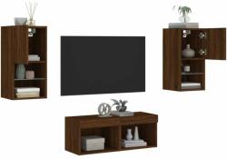 vidaXL 4 darab barna tölgyszínű falra szerelhető TV-szekrény LED-del (3216575) - pepita