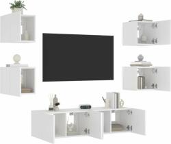 vidaXL 6 darab fehér szerelt fa fali TV-bútor LED-del (3216853) - pepita