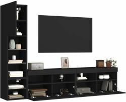 vidaXL 4 darab fekete szerelt fa fali TV-bútor LED-del (3216712) - pepita