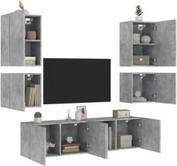 vidaXL 6 darab betonszürke szerelt fa fali TV-bútor (3216474) - pepita