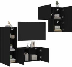 vidaXL 4 darab fekete szerelt fa falra szerelhető TV-bútor (3216429) - pepita