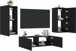 vidaXL 3 darab fekete falra szerelhető TV-szekrény LED-del (3216875) - pepita