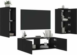 vidaXL 3 darab fekete falra szerelhető TV-szekrény LED-del (3216868)