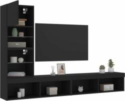 vidaXL 4 darab fekete szerelt fa fali TV-bútor LED-del (3216641) - pepita