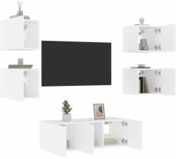 vidaXL 6 darab fehér szerelt fa fali TV-bútor LED-del (3216811) - pepita