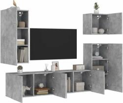 vidaXL 5 darab betonszürke szerelt fa fali TV-bútor (3216449) - pepita