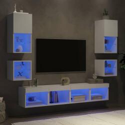 vidaXL 8 darab fehér szerelt fa fali TV-bútor LED-del (3216590) - pepita