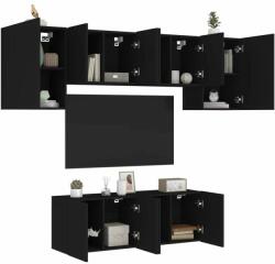 vidaXL 6 darab fekete szerelt fa falra szerelhető TV-bútor (3216440) - pepita