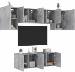 vidaXL 6 darab betonszürke szerelt fa fali TV-bútor (3216442) - pepita