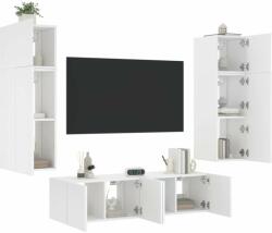 vidaXL 6 darab fehér szerelt fa fali TV-bútor LED-del (3216832) - pepita