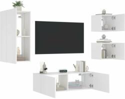 vidaXL 4 darab fehér falra szerelhető TV-szekrény LED-del (3216881) - pepita
