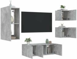 vidaXL 5 darab betonszürke szerelt fa fali TV-bútor LED-del (3216828) - pepita