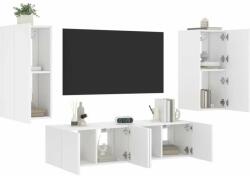 vidaXL 4 darab fehér szerelt fa fali TV-bútor LED-del (3216839) - pepita