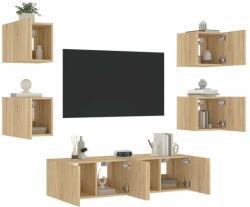 vidaXL 6 darab füstös tölgy színű szerelt fa TV-bútor LED-del (3216855) - pepita