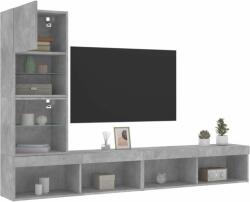 vidaXL 4 darab betonszürke szerelt fa fali TV-bútor LED-del (3216643) - pepita