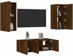 vidaXL 4 darab barna tölgyszínű szerelt fa TV-bútor LED-del (3216810) - pepita