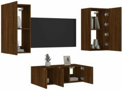 vidaXL 4 darab barna tölgyszínű szerelt fa TV-bútor LED-del (3216824) - pepita