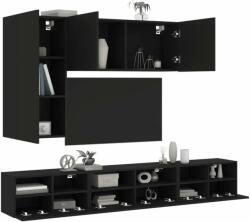 vidaXL 5 darab fekete szerelt fa fali TV-szekrény (3216559) - pepita