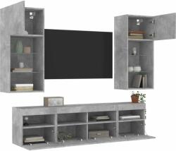 vidaXL 5 darab betonszürke szerelt fa fali TV-bútor LED-del (3216746) - pepita
