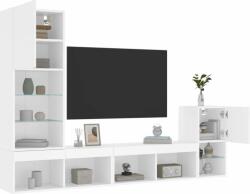 vidaXL 4 darab fehér szerelt fa fali TV-bútor LED-del (3216661) - pepita