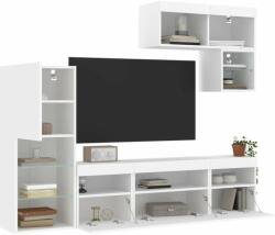 vidaXL 6 darab fehér szerelt fa fali TV-bútor LED-del (3216732) - pepita