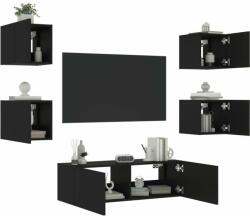 vidaXL 5 darab fekete falra szerelhető TV-szekrény LED-del (3216861) - pepita