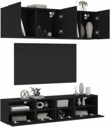 vidaXL 5 darab fekete szerelt fa falra szerelhető TV-bútor (3216512) - pepita