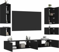 vidaXL 6 darab fekete falra szerelhető TV-szekrény LED-del (3216889) - pepita