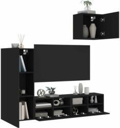 vidaXL 4 darab fekete szerelt fa falra szerelhető TV-bútor (3216501) - pepita