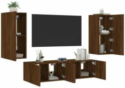 vidaXL 4 darab barna tölgyszínű szerelt fa TV-bútor LED-del (3216845) - pepita